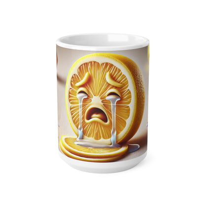 The Emotional Lemon Slices Ceramic Coffee/Tea Mug, 330 ml, Dishwasher and Microwave Safe.