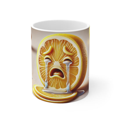 The Emotional Lemon Slices Ceramic Coffee/Tea Mug, 330 ml, Dishwasher and Microwave Safe.