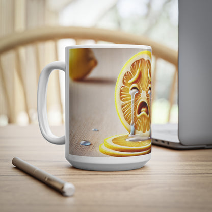 The Emotional Lemon Slices Ceramic Coffee/Tea Mug, 330 ml, Dishwasher and Microwave Safe.